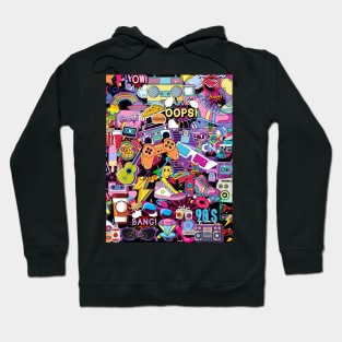 Collage 90s Kid Sticker Collection Wall Hoodie